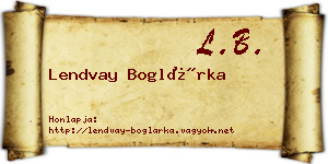 Lendvay Boglárka névjegykártya