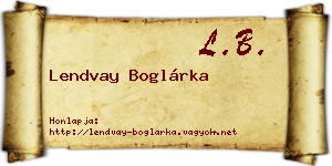 Lendvay Boglárka névjegykártya